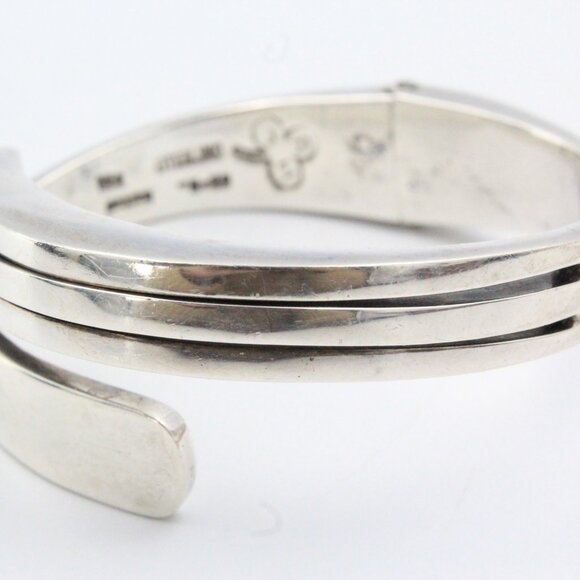 VINTAGE JRZ HALLMARKED TAXCO MEXICO STERLING 925 MODERNIST CLAMP 80G BRACELET - Picture 5 of 9